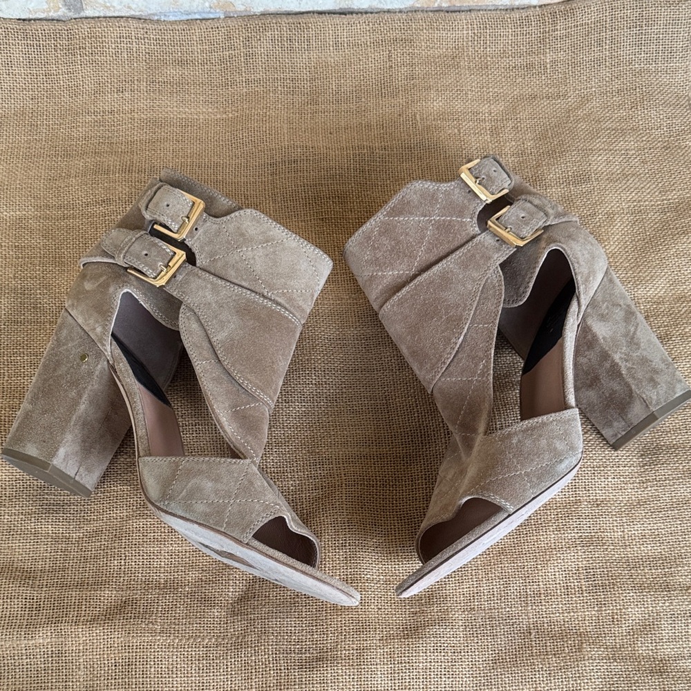Laurence Dacade Suede Sandals Rush Cutout Heel Block Size 41 - Picture 4 of 12